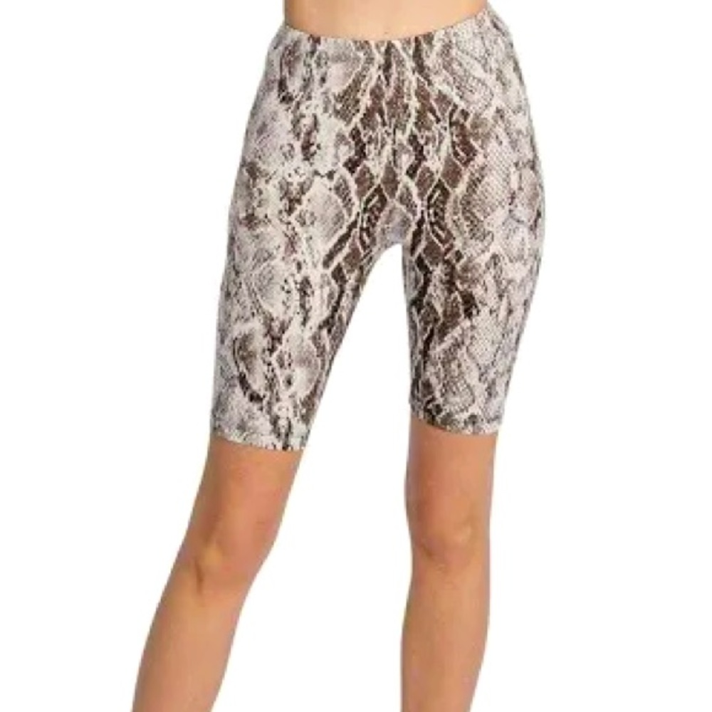 Re:named soft snakeskin biker shorts